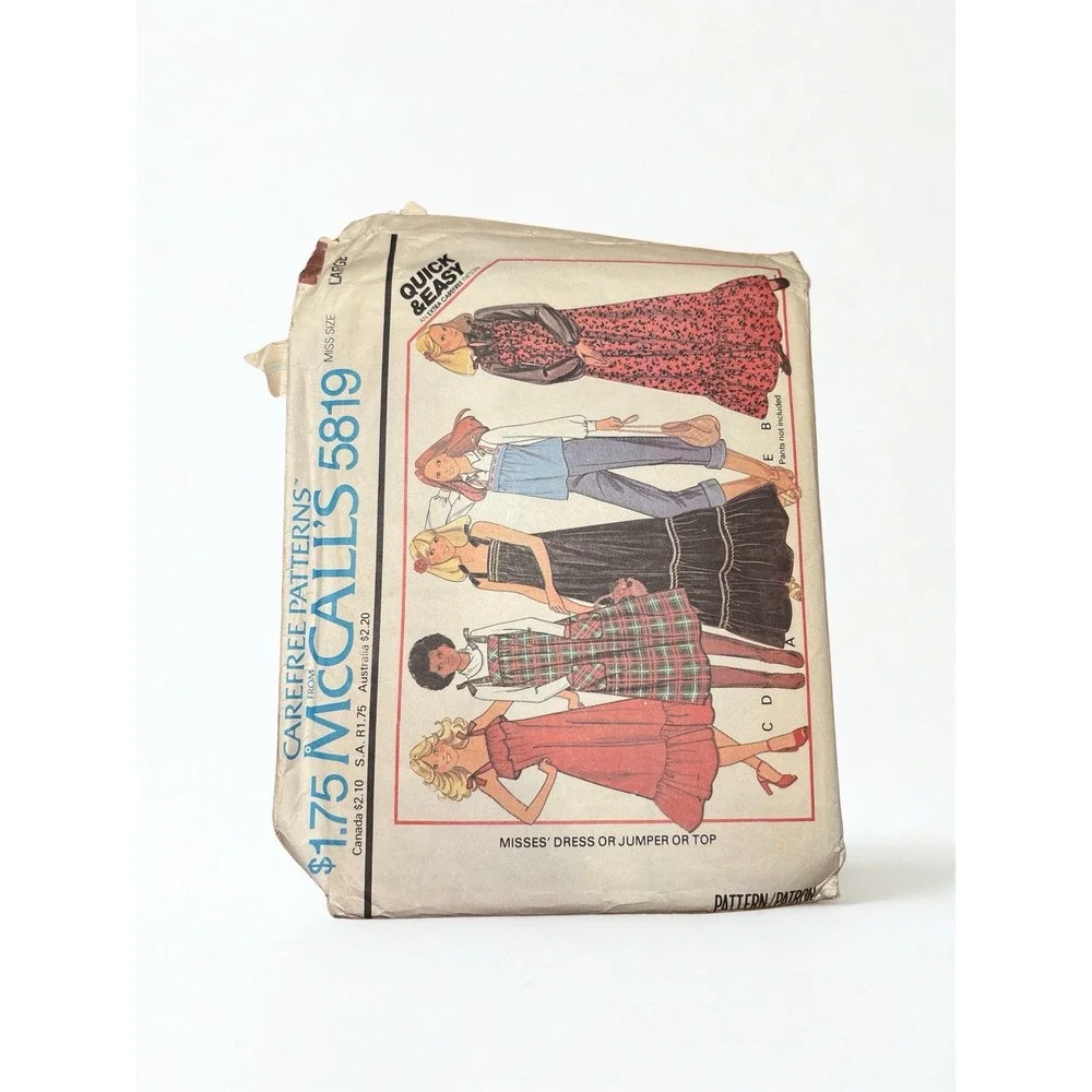 Vintage 1977 McCall's 5819 Misses' Dress, Tiered, or Top Sewing Pattern - Size L
